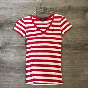 Red and white striped Polo Ralph Lauren V-Neck